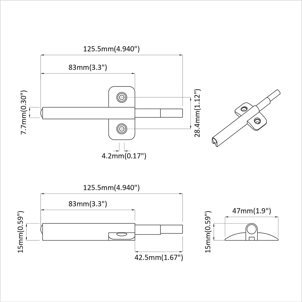 vidaXL Sanftschließer 2 pcs Grau 125 x 47 x 15 mm PP