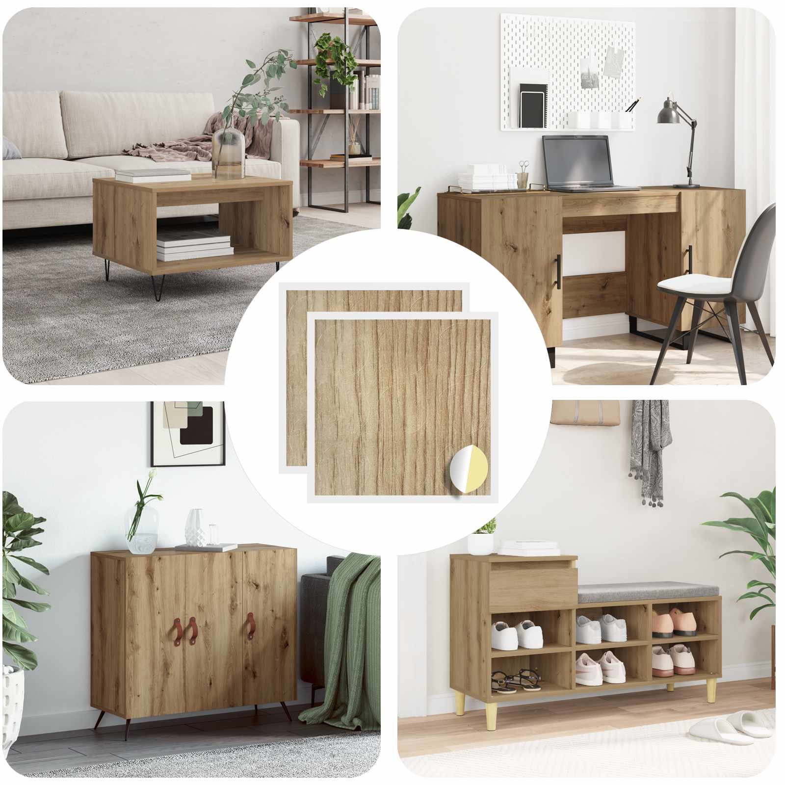 vidaXL Selbstklebende Schraubenabdeckung 2 pcs Artisan-Eiche