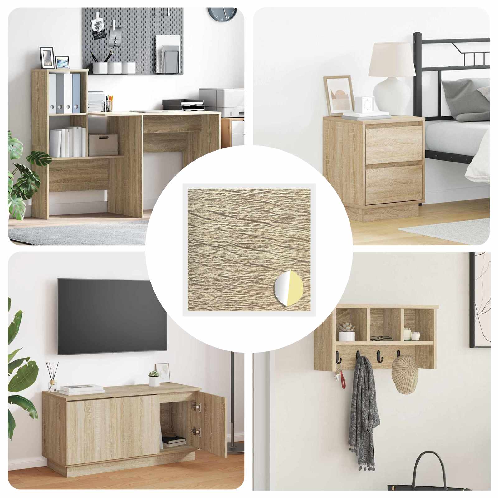 vidaXL Selbstklebende Schraubenabdeckung 12 pcs Sonoma-Eiche