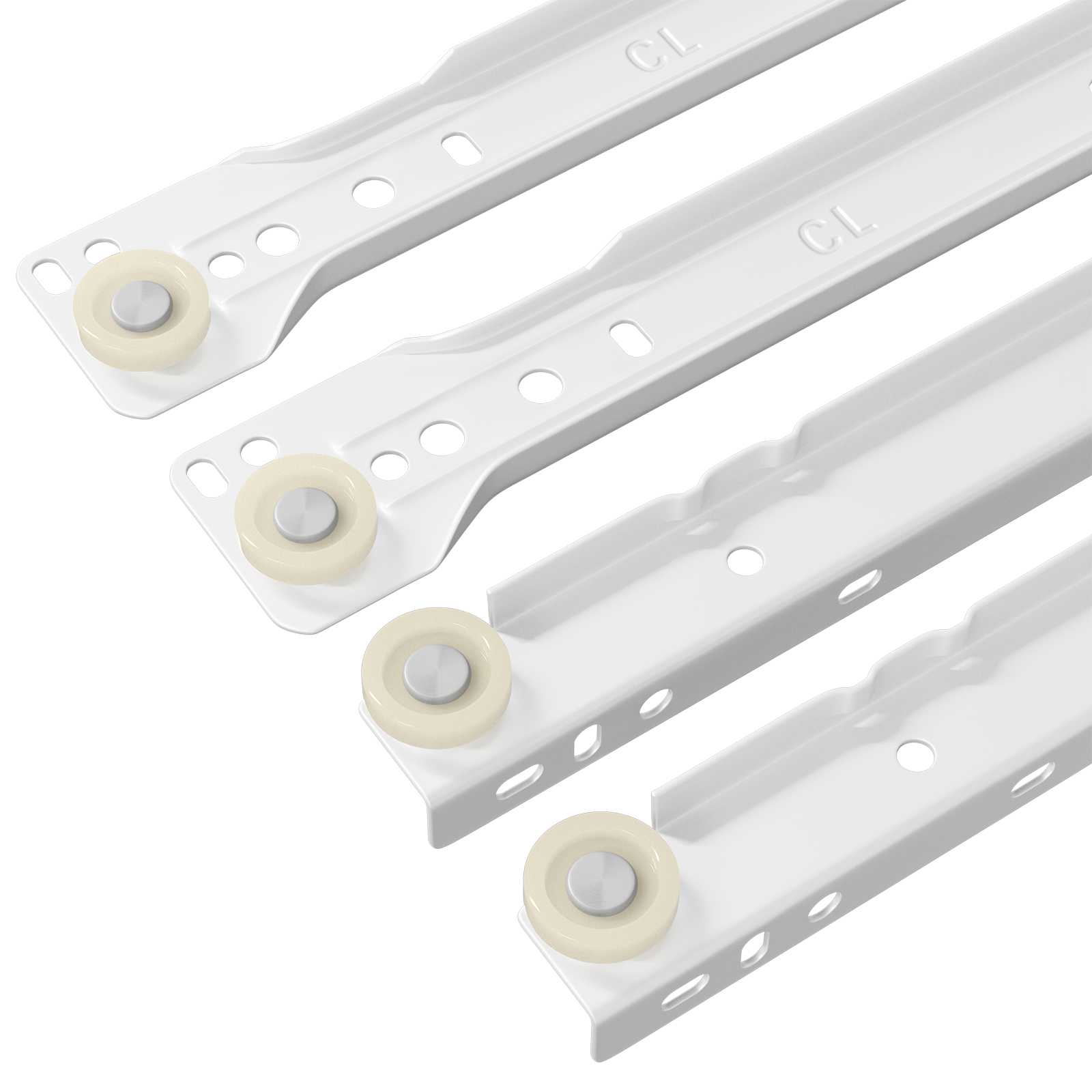 vidaXL Schubladenschiene 49 pcs Weiß Stahl