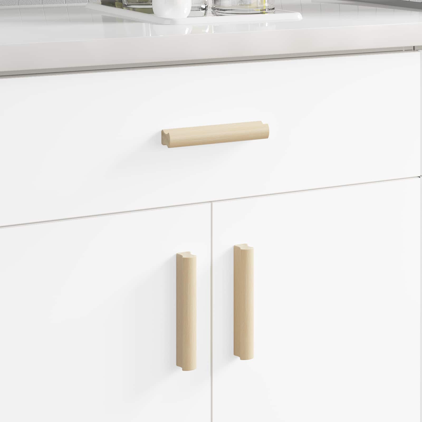 vidaXL Gerader Griff 12 pcs Natürliche Holzfarbe 130 x 25 x 30 mm