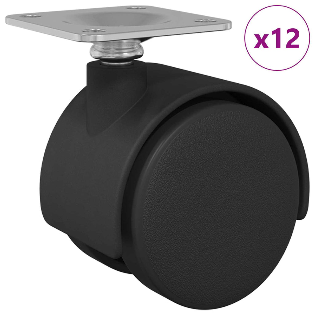 vidaXL Drehrolle 12 pcs Schwarz 39,5 x 39,5 x 37,8 mm Eisen und PP