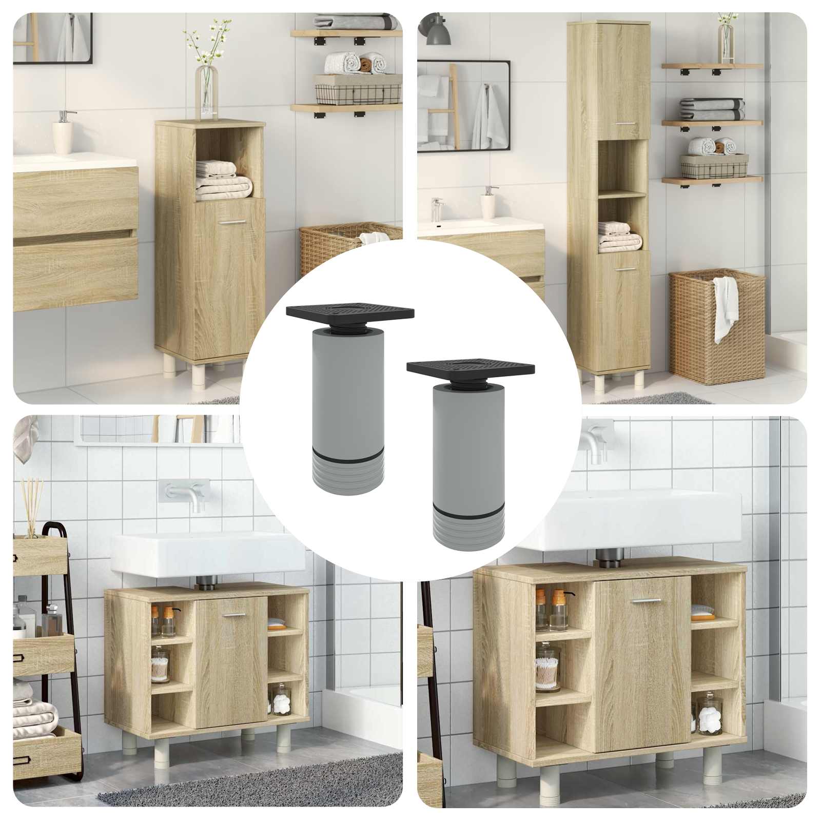 vidaXL Möbelbeine Verstellbar 2 pcs Schwarz 46 x 46 x 128 mm PP