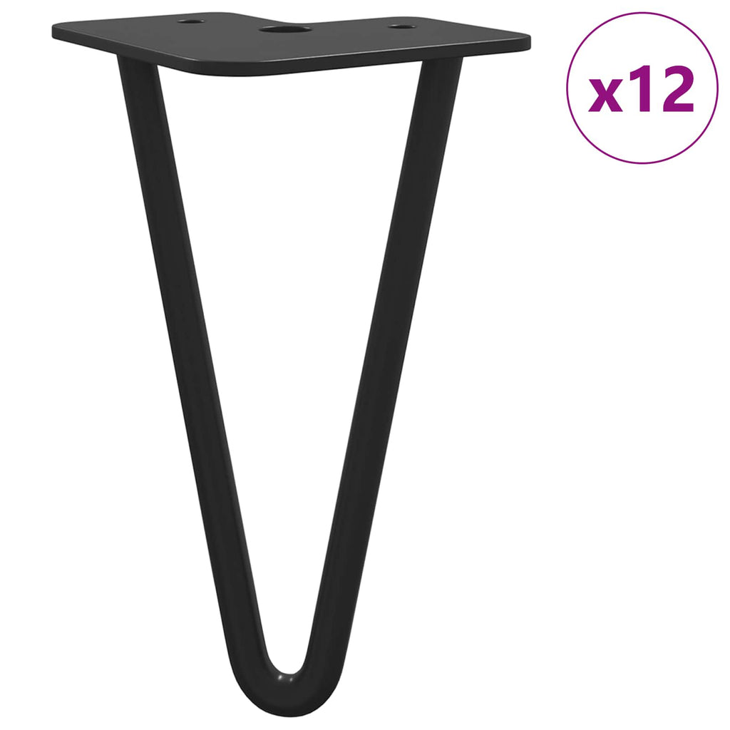 vidaXL Möbelbein 12 pcs Schwarz 54,1 x 54,1 x 100 mm Eisen