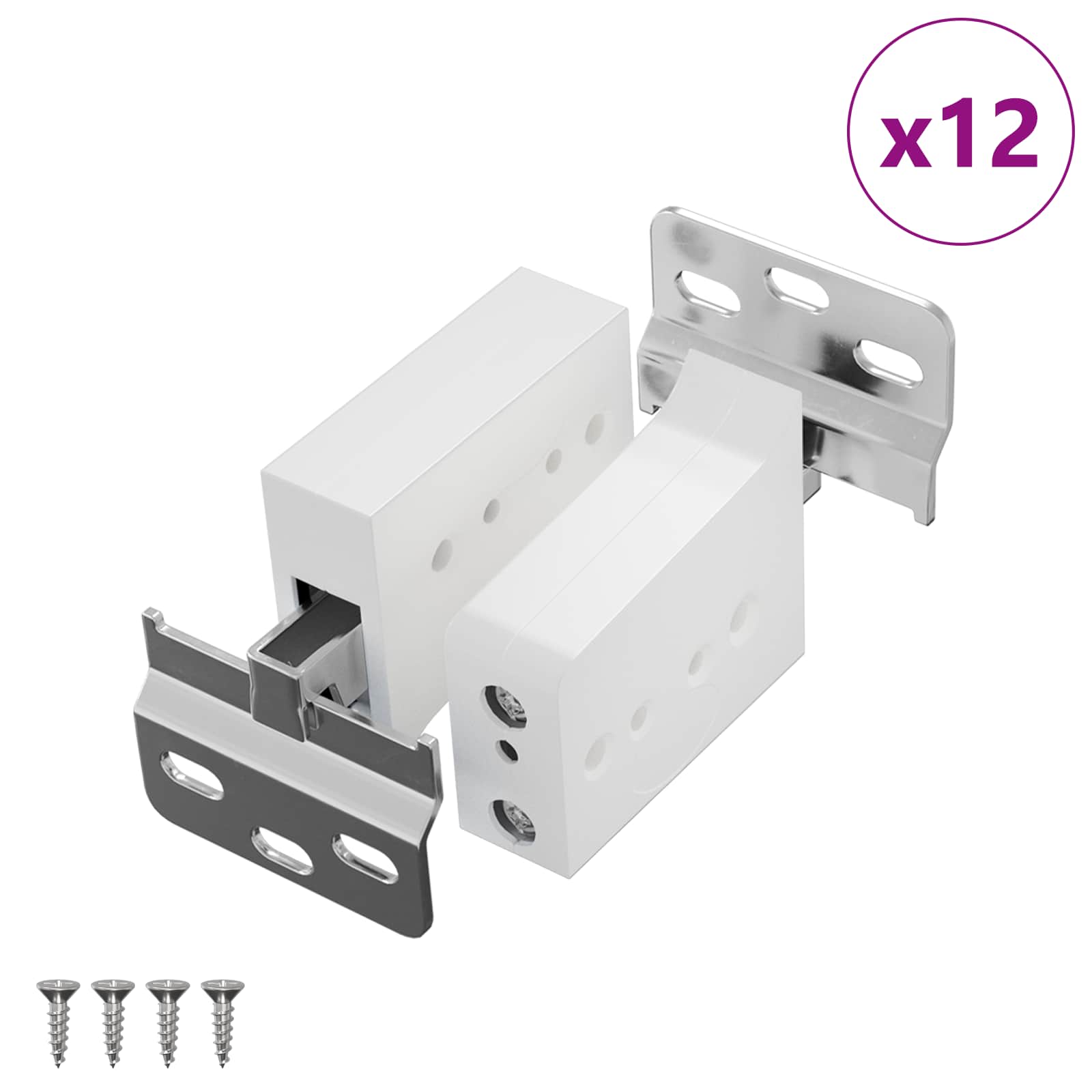 vidaXL Schrankhängemontagebügel 12 pcs Weiß 70 x 48 x 19 mm