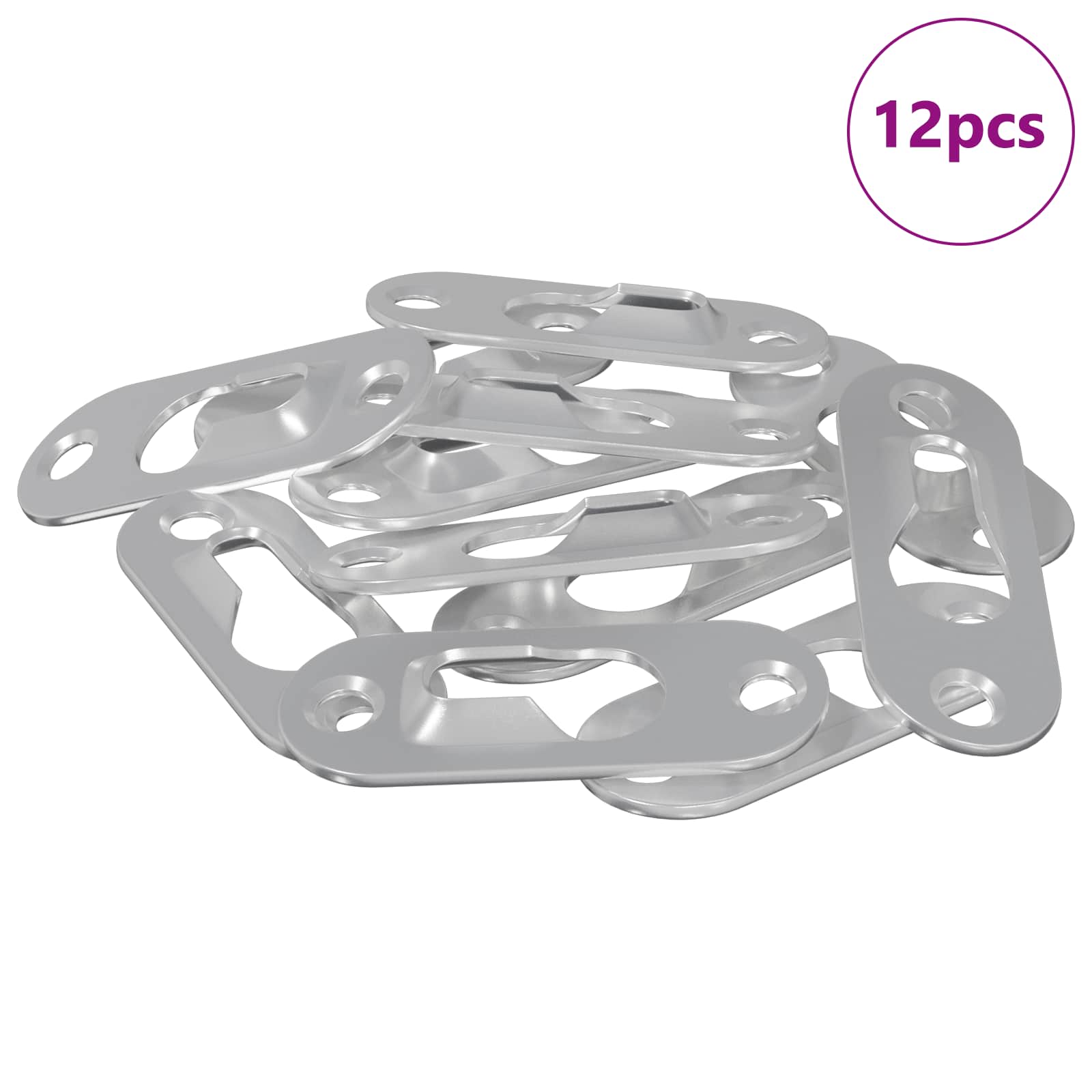 vidaXL Schlüsselloch-Hänger 12 pcs Silber 45 x 16 x 3.5 mm Eisen
