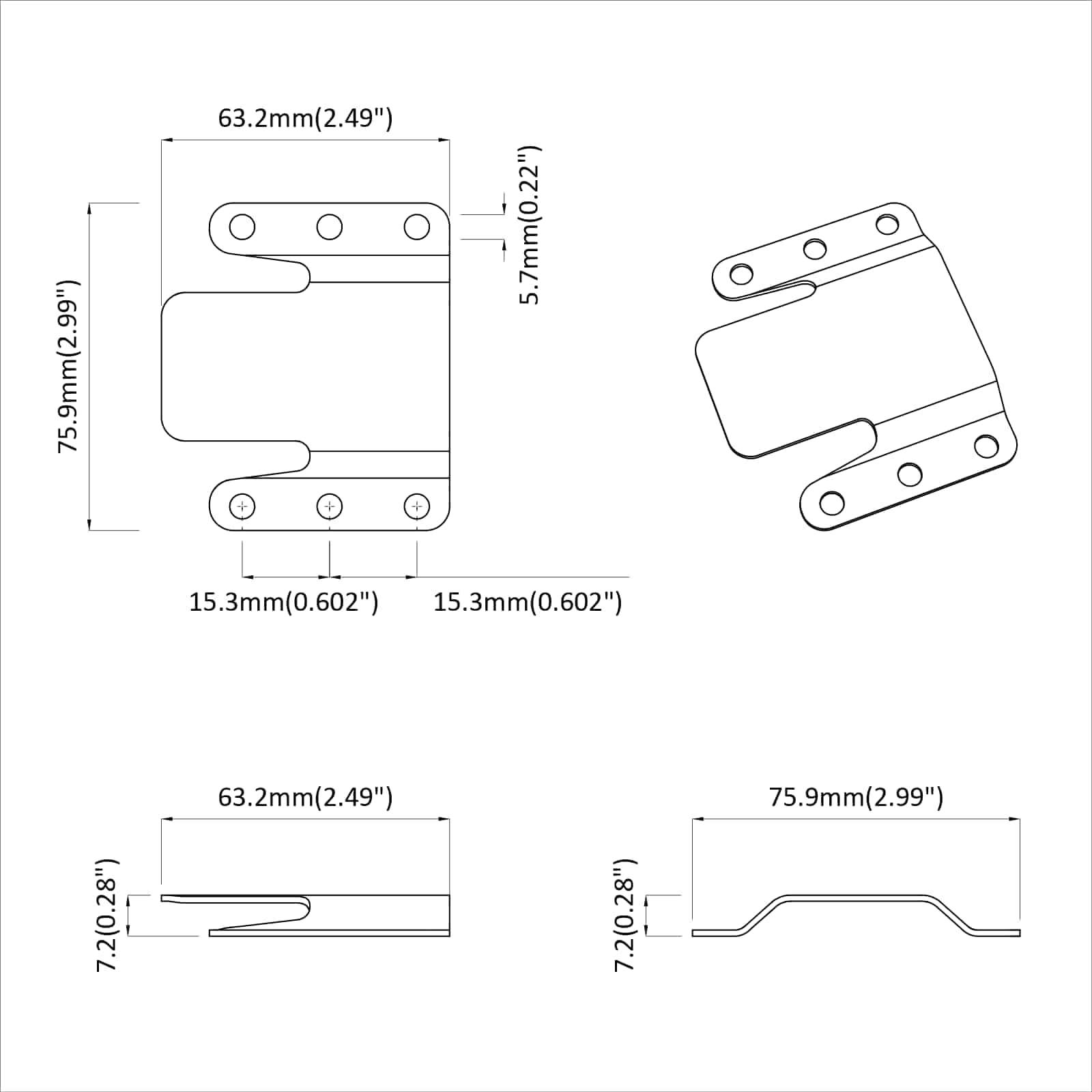 vidaXL Flush-Montagehalterung 12 pcs Silber 75 x 66 x 1,4 mm Stahl