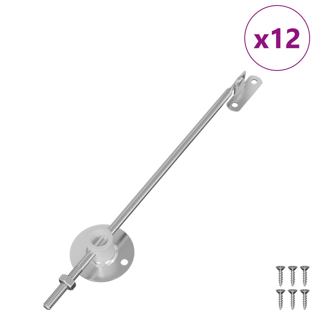 vidaXL Deckelstützscharnier 12 pcs Silber 194 x 36 x 18 mm Eisen