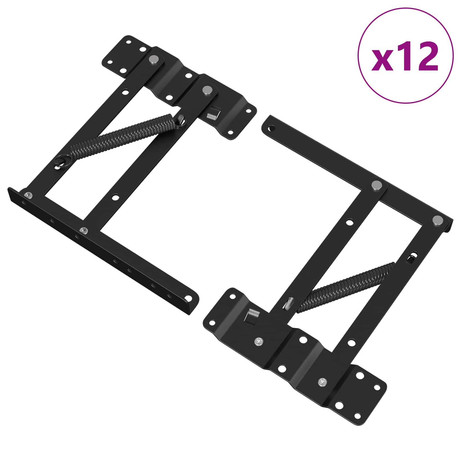 vidaXL Bettliftmechanismus 12 pcs Schwarz 340 x 95 x 40 mm Eisen