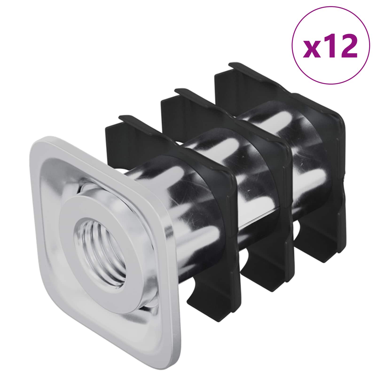 vidaXL Gewinderohr Einsatz 12 pcs Schwarz und Silber Verzinkter Stahl