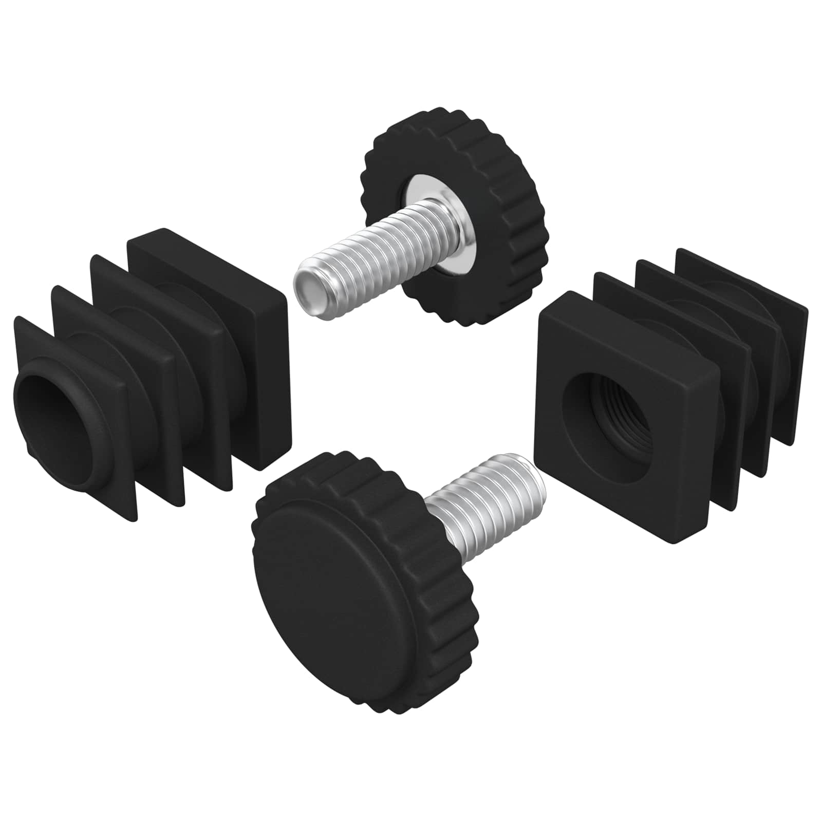 vidaXL Möbel Leveler Verstellbar 2 pcs Schwarz M6 PP