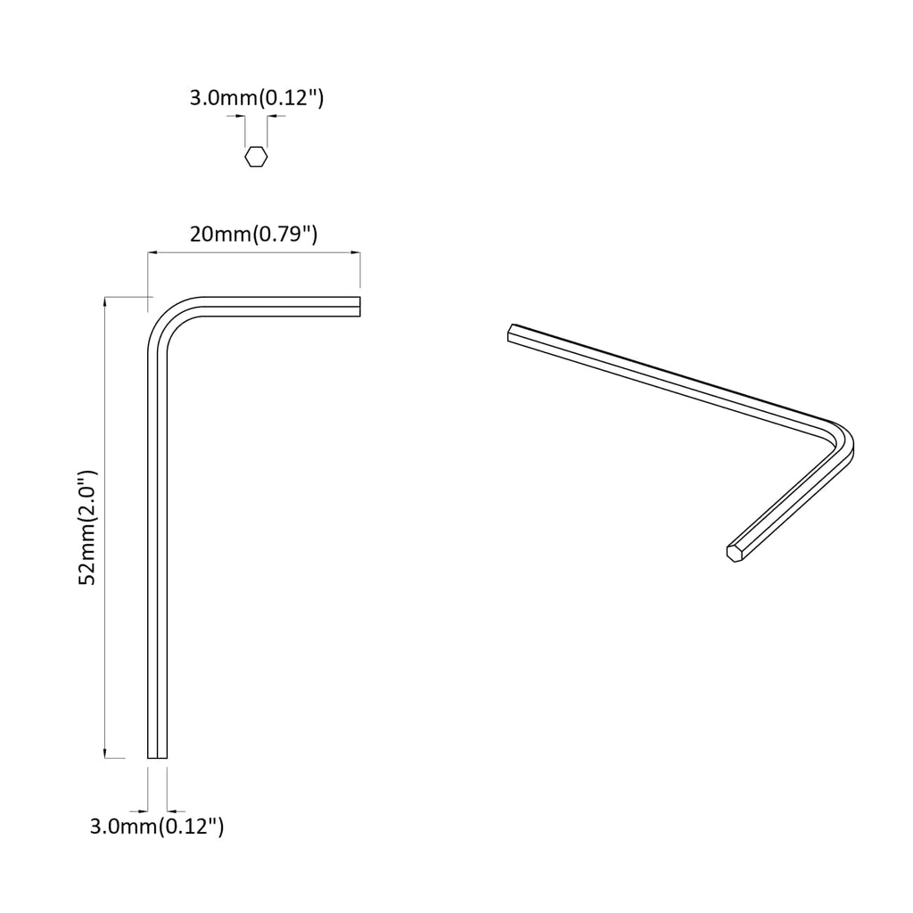 vidaXL Inbusschlüssel 2 pcs Silber 20 x 52 mm Stahl