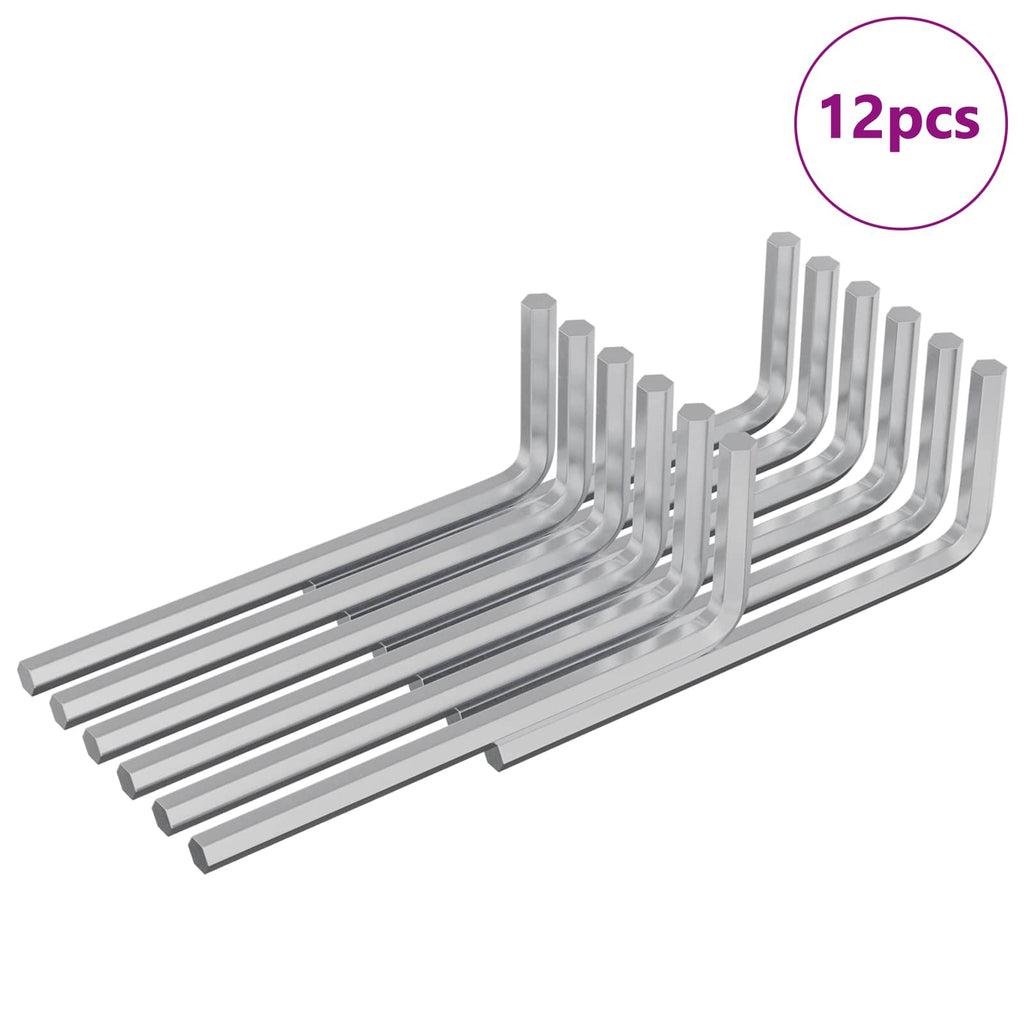 vidaXL Inbusschlüssel 12 pcs Silber 20 x 52 mm Stahl