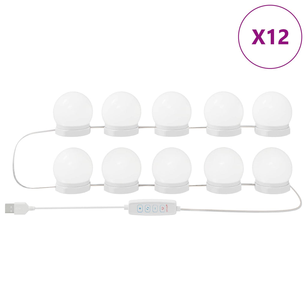 vidaXL Spiegelleuchten 12 pcs Weiß 4,5 x 4,5 x 4,8 cm Kunststoff