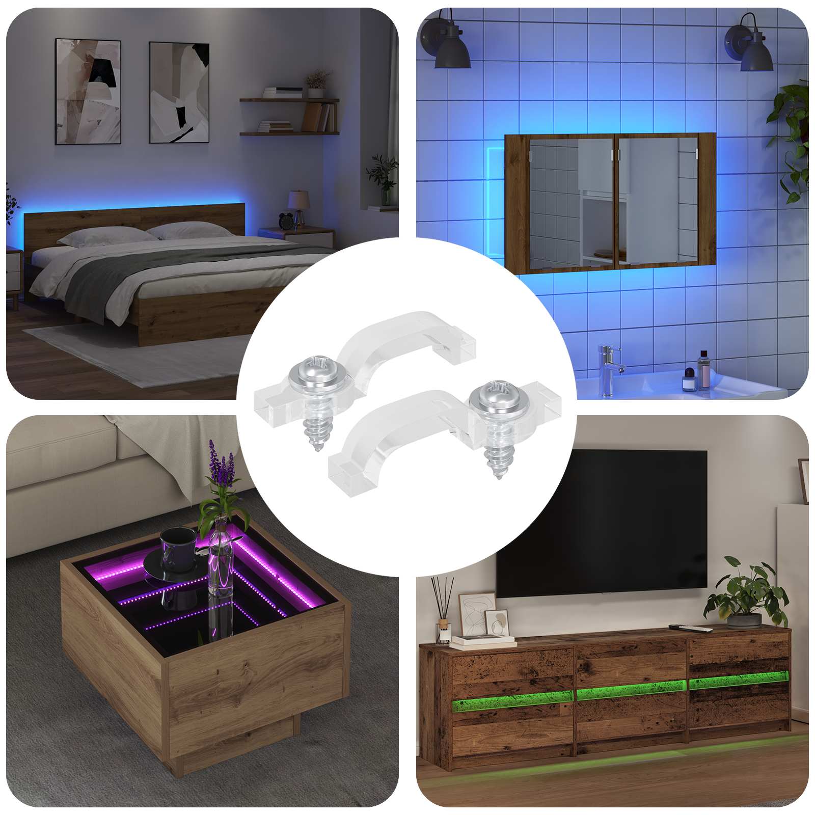 vidaXL LED Streifen Clips 2 pcs Transparent 23,8 x 7,3 x 4,3 mm