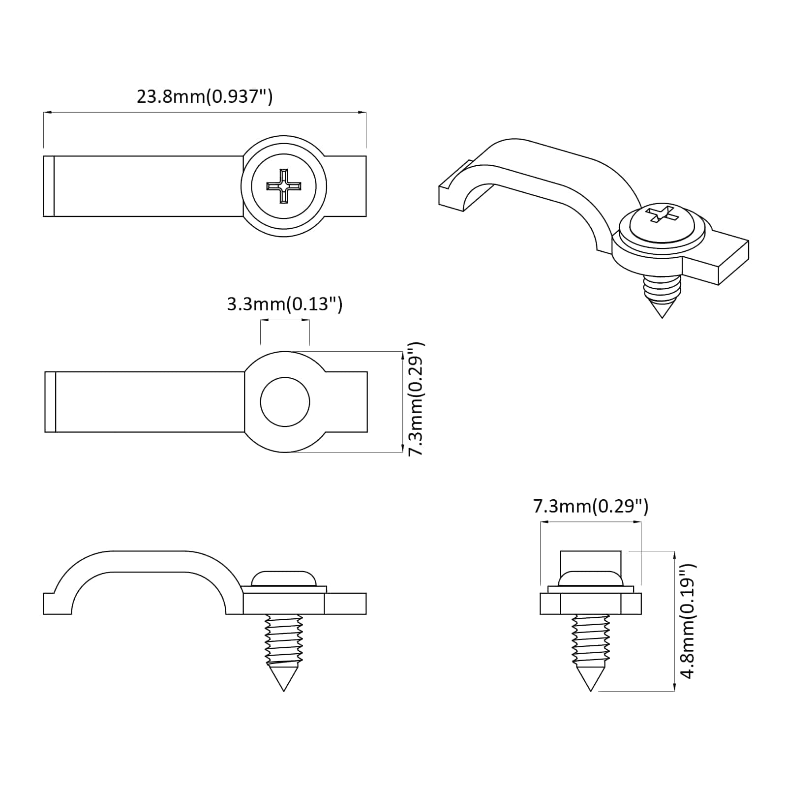 vidaXL LED Streifen Clips 2 pcs Transparent 23,8 x 7,3 x 4,3 mm