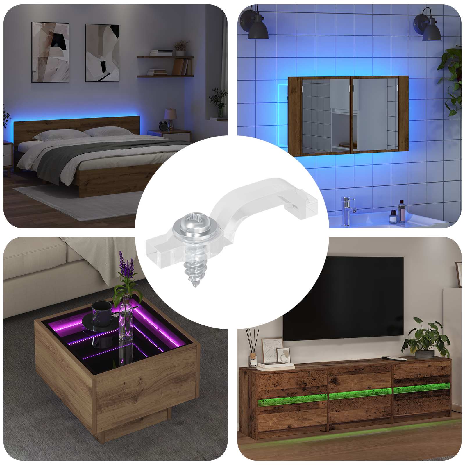 vidaXL LED Streifen Clips 12 pcs Transparent 23,8 x 7,3 x 4,3 mm