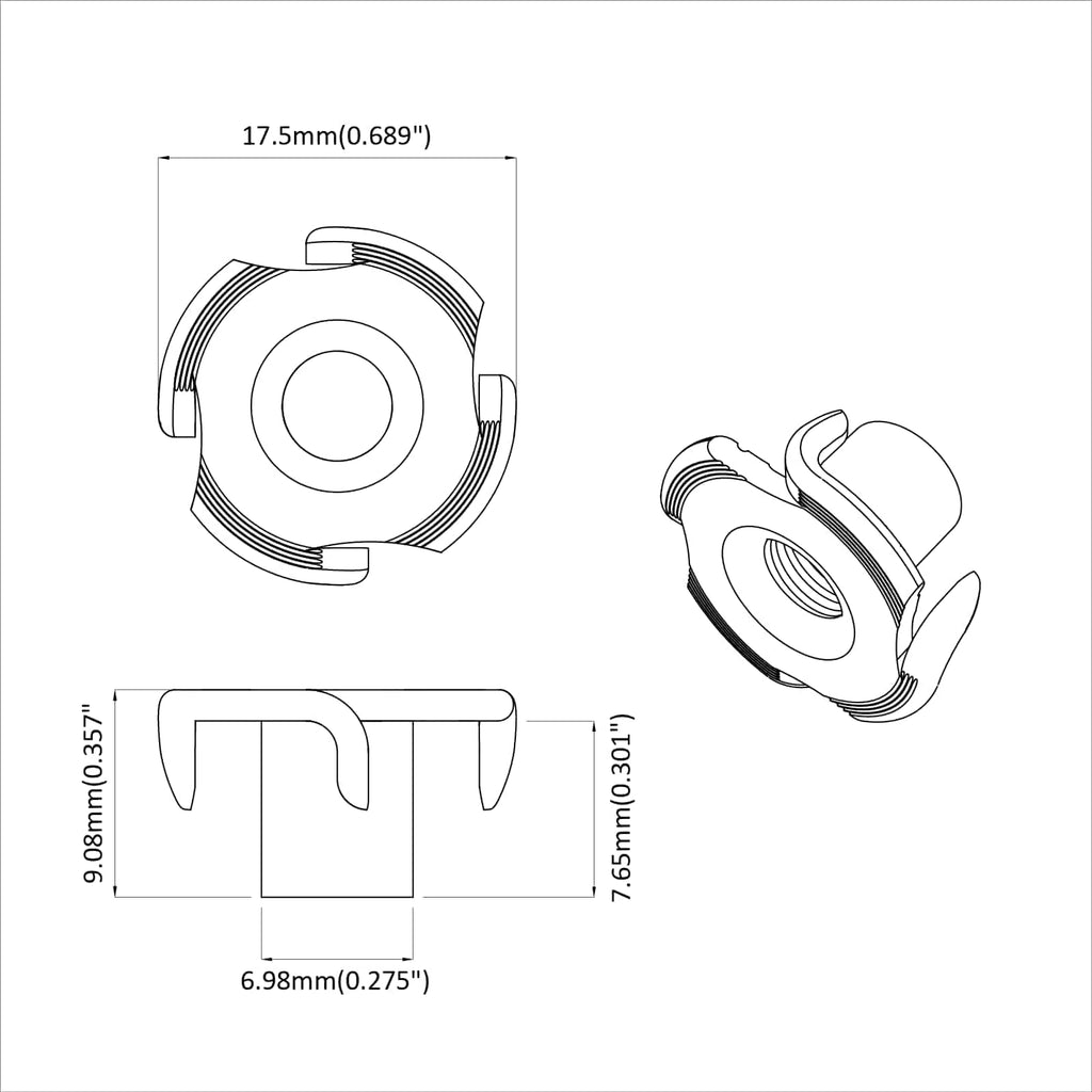vidaXL Stift-T-Nuss 2 pcs Silber M6 mm Stahl