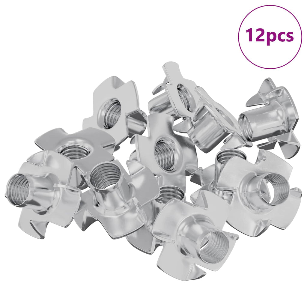 vidaXL Stift-T-Nuss 12 pcs Silber M6 mm Stahl