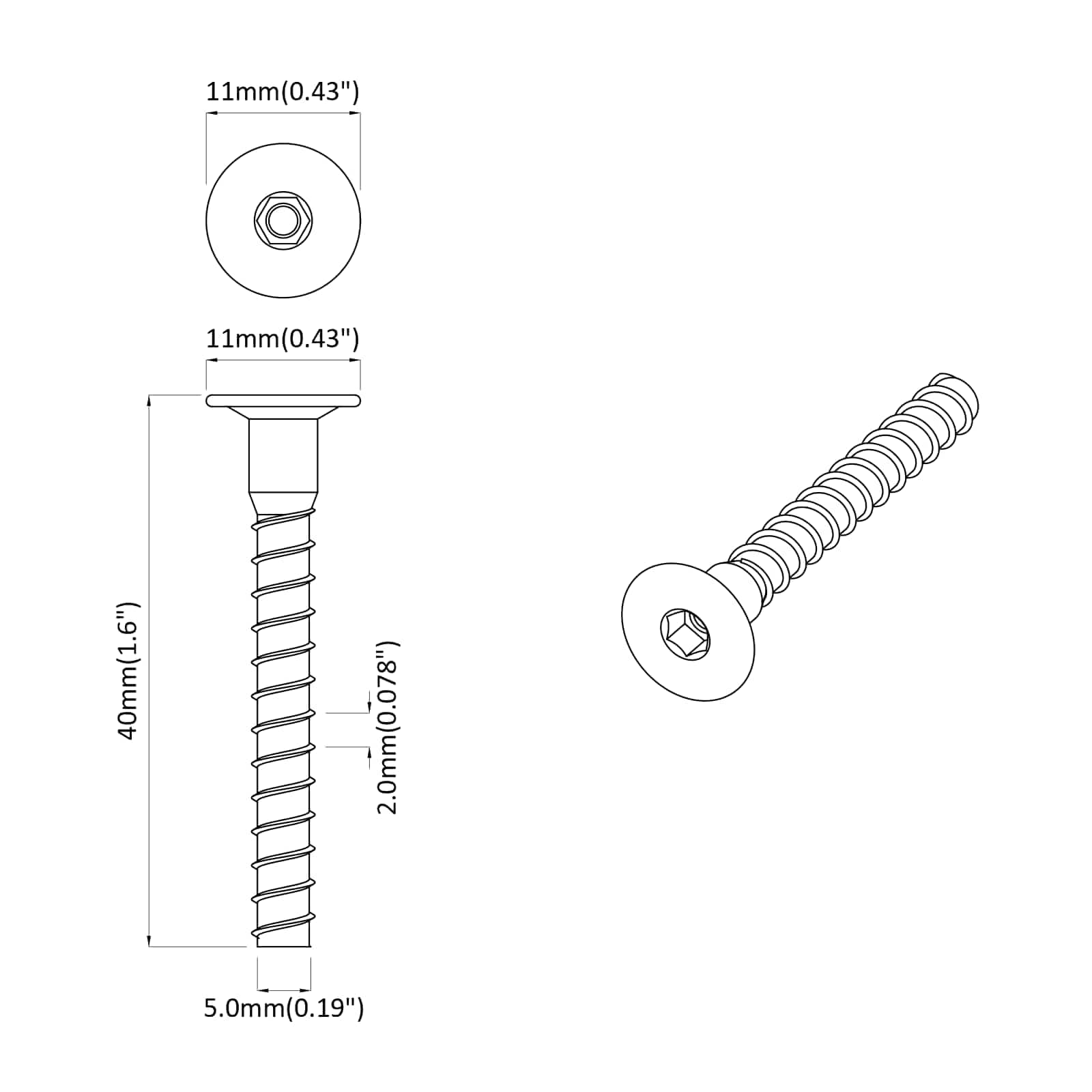 vidaXL Schraube 12 pcs Zink-beschichtet 5 x 40 mm Eisen