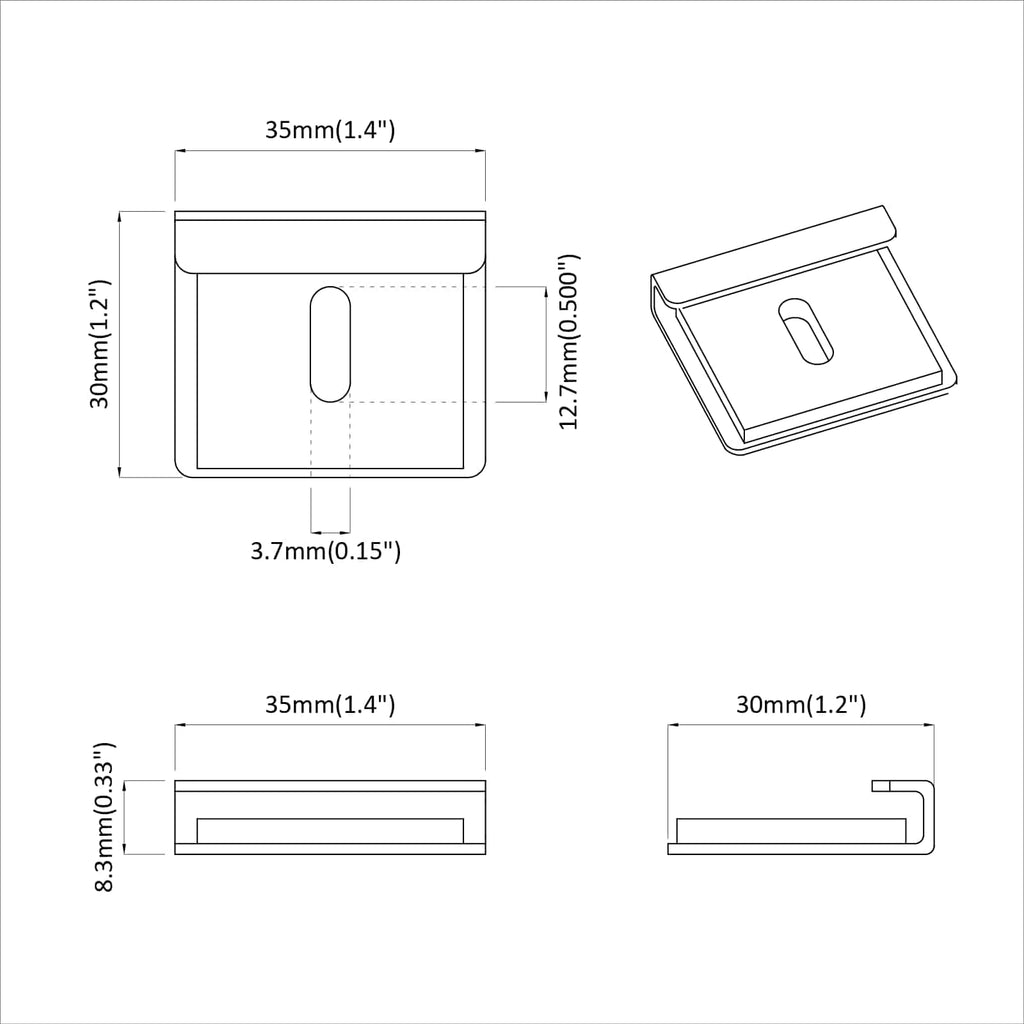 vidaXL Spiegel Halterungsbracket 340 pcs Nickel 35 x 30 x 8,3 mm Stahl