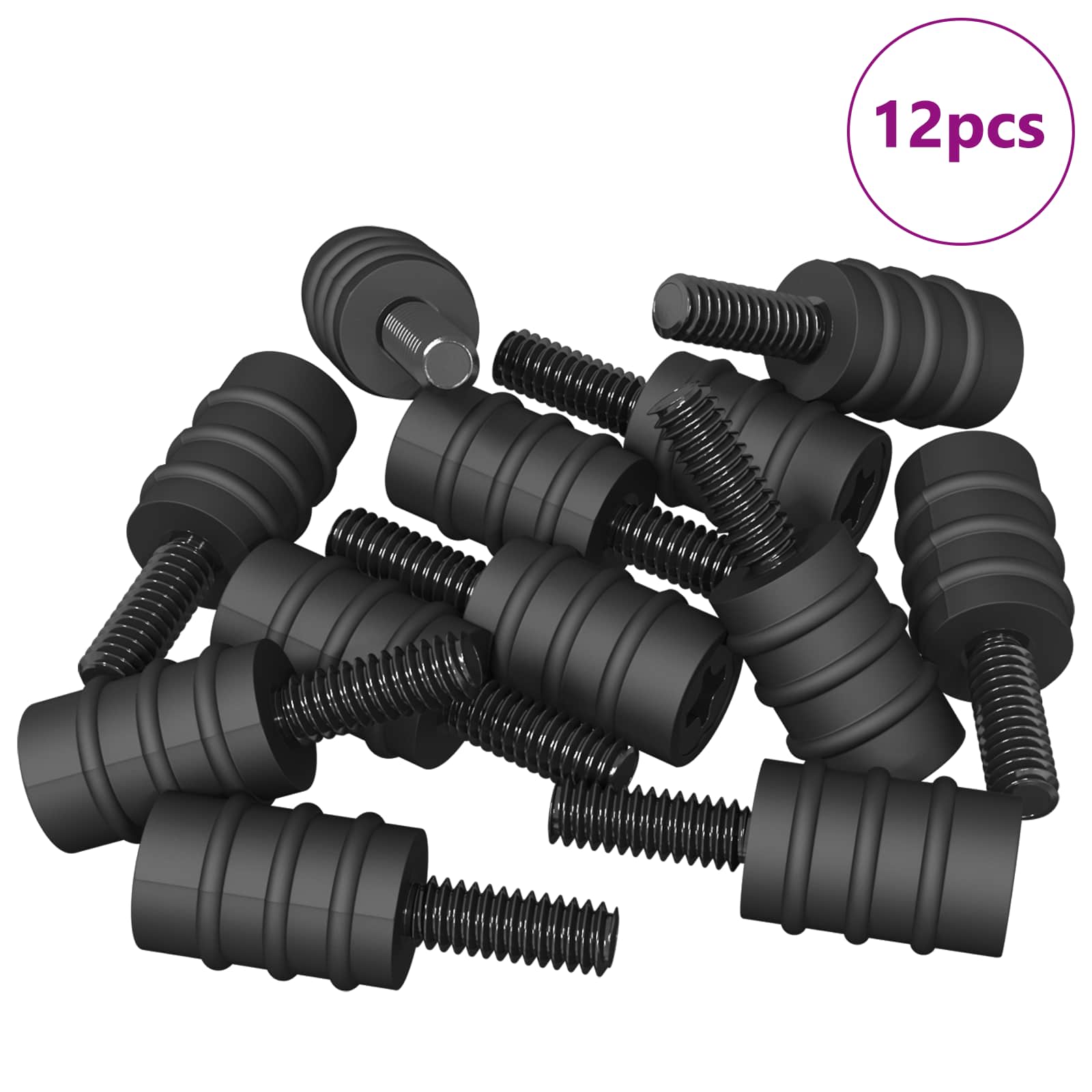 vidaXL Abstandsschraube 12 pcs Schwarz M4 Gummi und Stahl