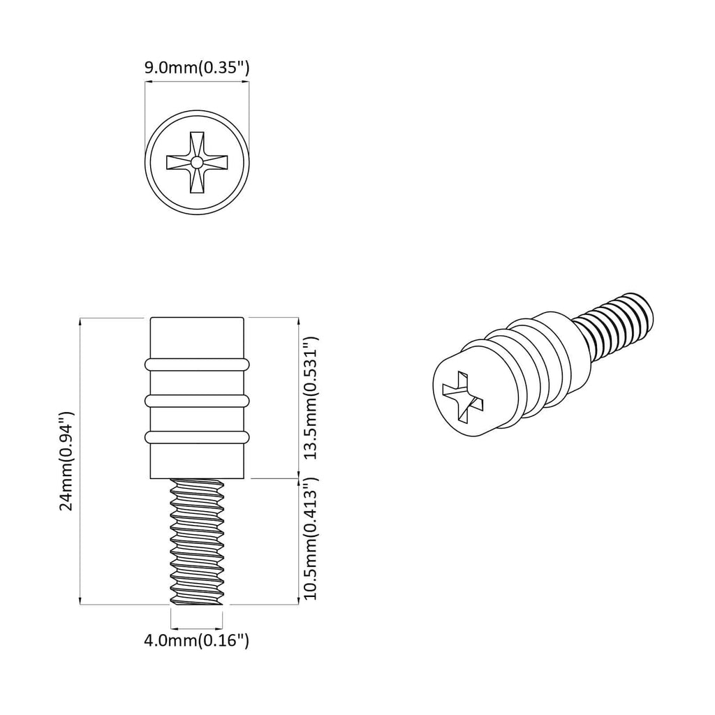 vidaXL Abstandsschraube 12 pcs Schwarz M4 Gummi und Stahl