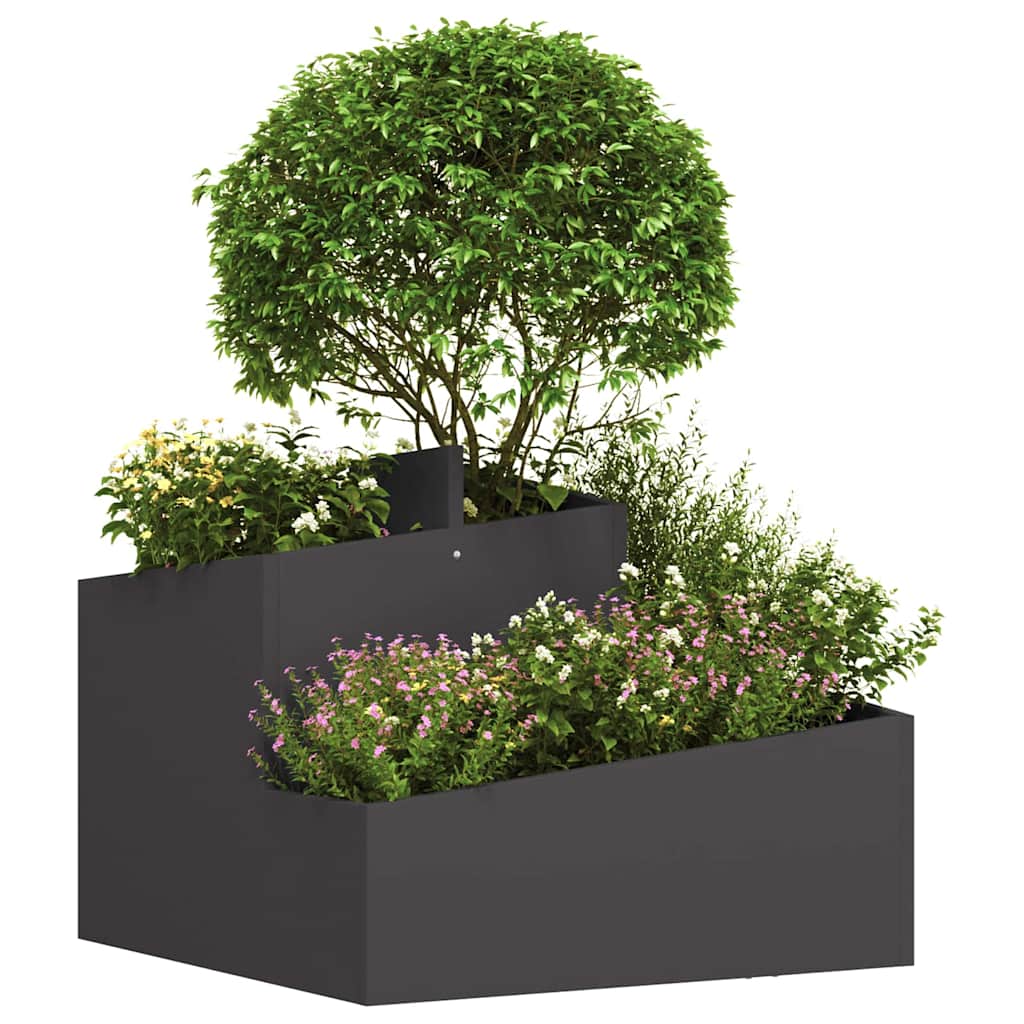 vidaXL Garten-Pflanzgefäß Schwarz 60 x 60 x 50 cm Kaltgewalzter Stahl