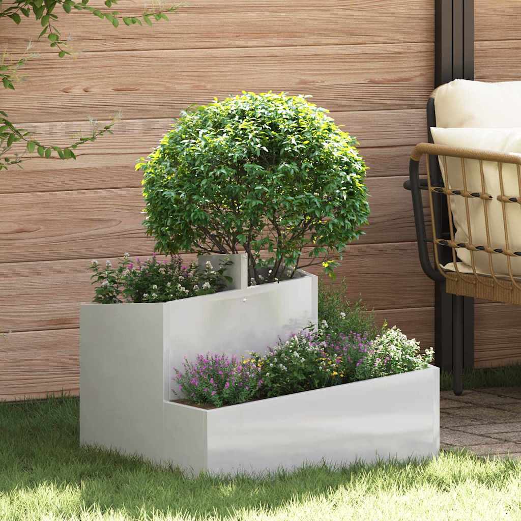 vidaXL Garten-Pflanzgefäß Silber 60 x 60 x 50 cm Edelstahl