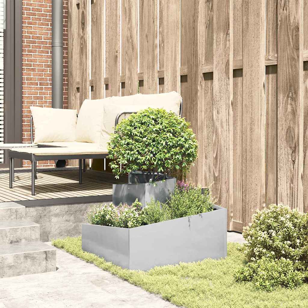 vidaXL Garten-Pflanzgefäß Silber 60 x 60 x 50 cm Edelstahl