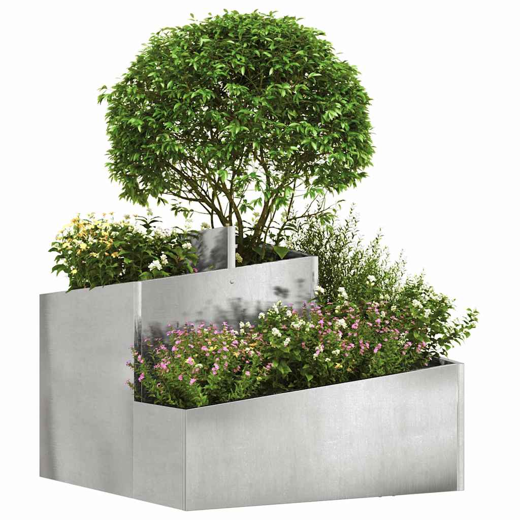 vidaXL Garten-Pflanzgefäß Silber 60 x 60 x 50 cm Edelstahl