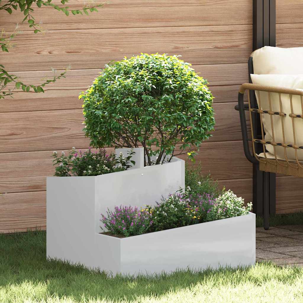 vidaXL Garten-Pflanzgefäß Silber 60 x 60 x 50 cm Verzinkter Stahl