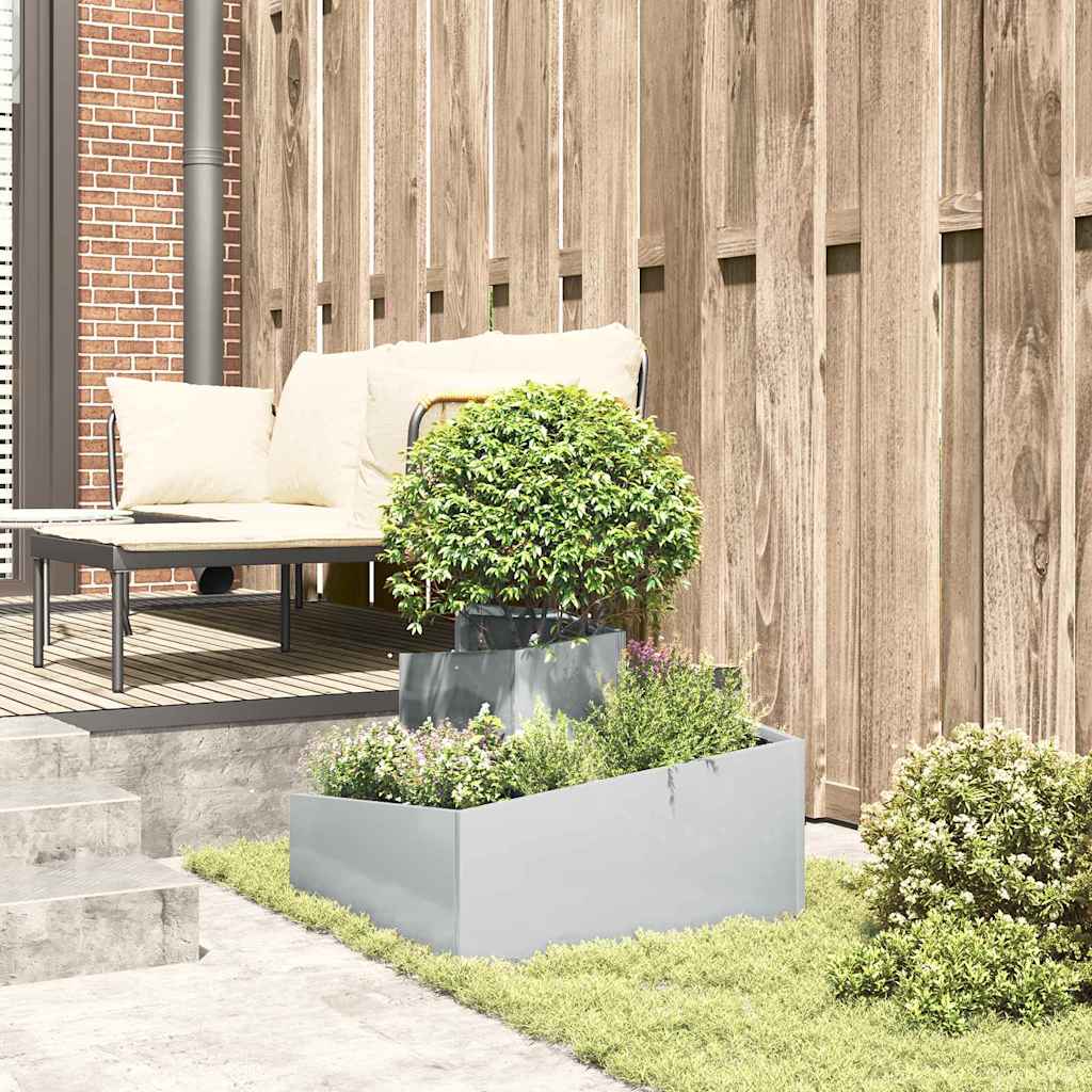 vidaXL Garten-Pflanzgefäß Silber 60 x 60 x 50 cm Verzinkter Stahl