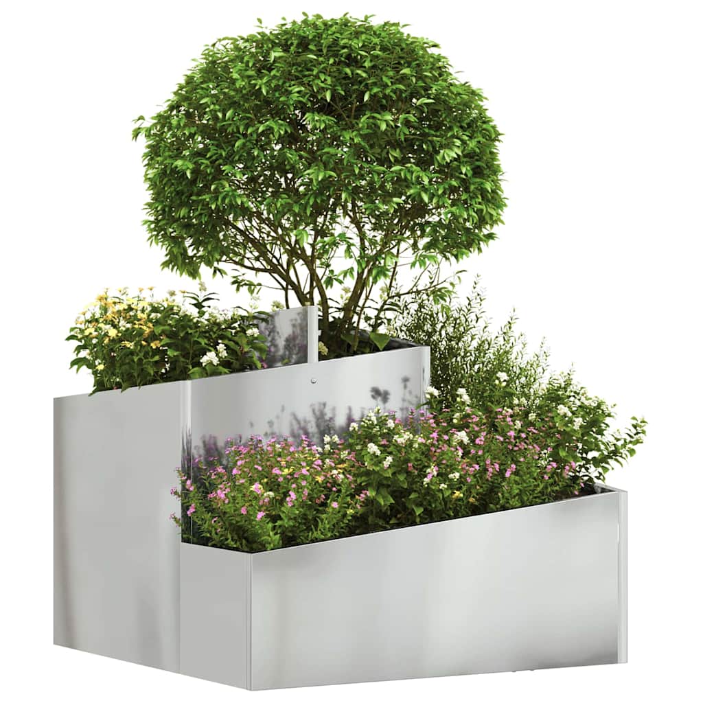 vidaXL Garten-Pflanzgefäß Silber 60 x 60 x 50 cm Verzinkter Stahl