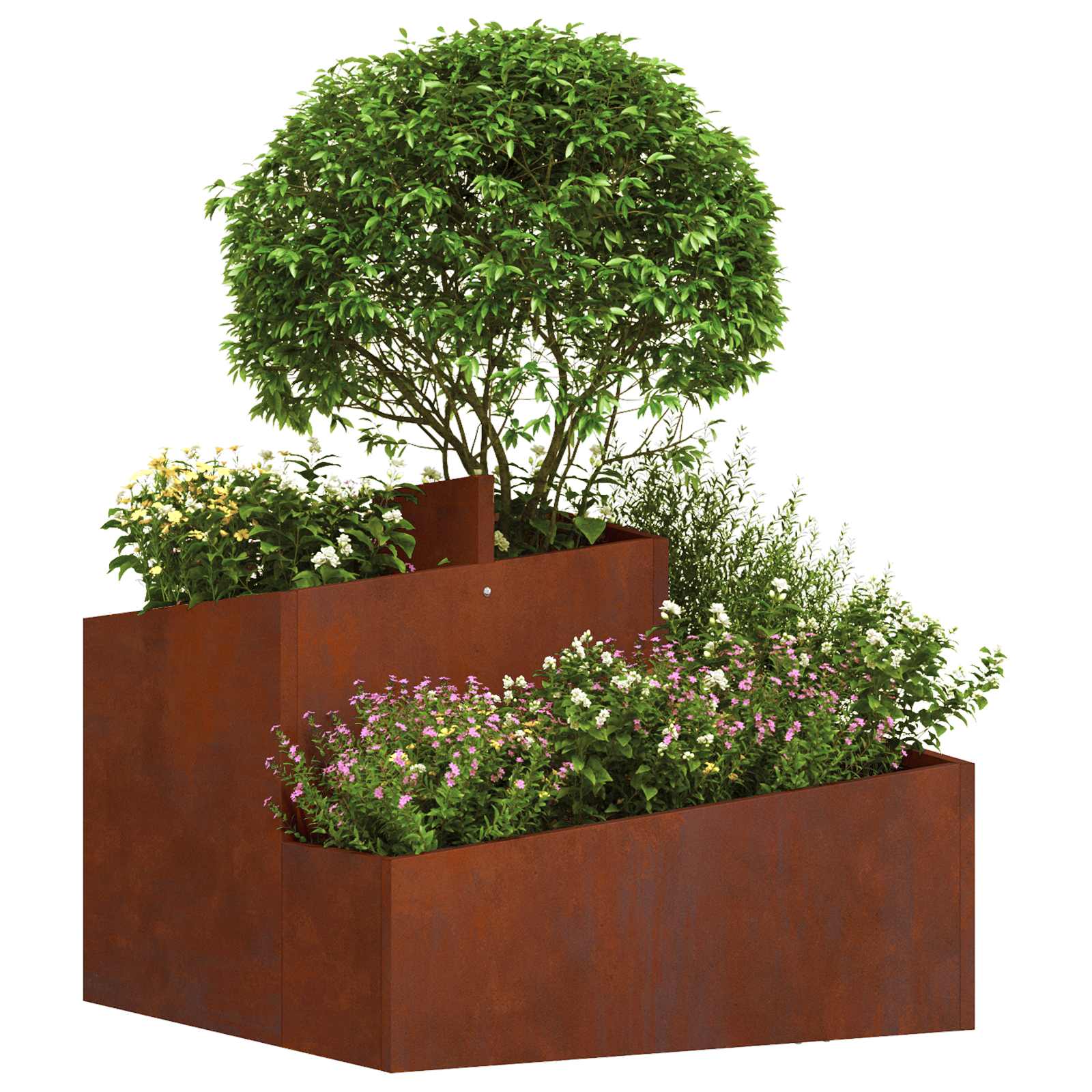 vidaXL Garten-Pflanzgefäß Braun 60 x 60 x 50 cm Wetterfeststahl