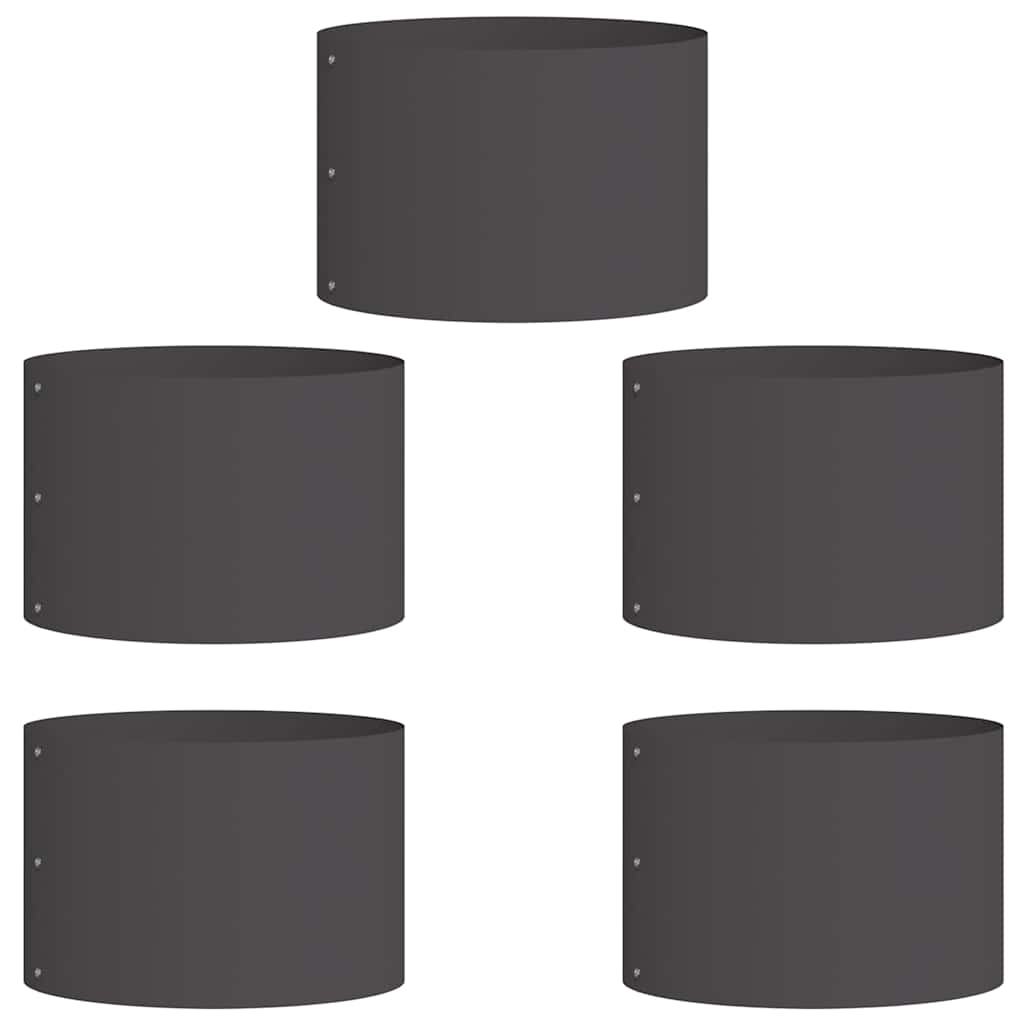 vidaXL Pflanzenring 5 pcs Schwarz 30 x 30 x 20 cm Kaltgewalzter Stahl
