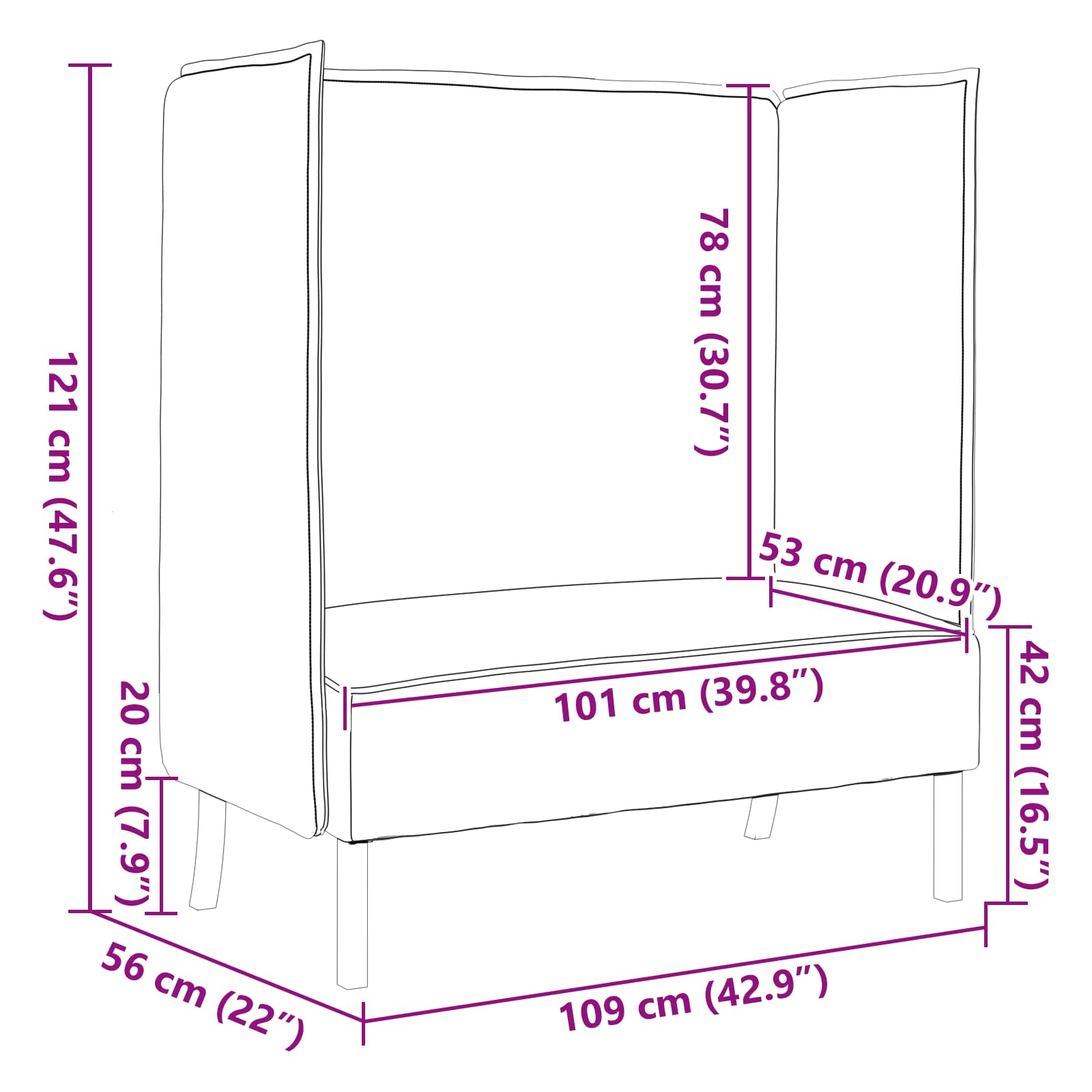 vidaXL Hoher Rücken Sofa 101cm Hellgrau Stoff