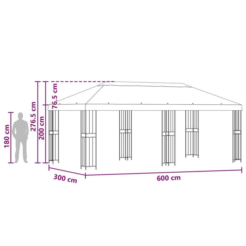 vidaXL Pavillon mit Seitenwänden 6 x 3 m Anthrazit Polyester und Stahl