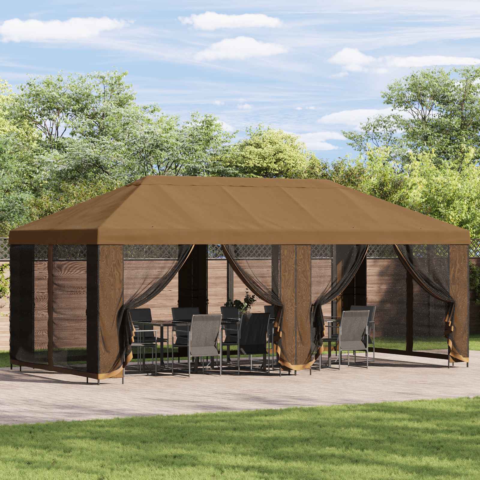 vidaXL Garten Pavillon 6 x 3 m Beige Polyester und Stahl 190
