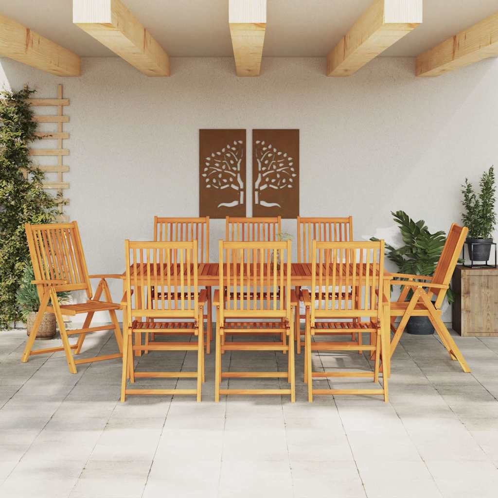 vidaXL Garten Essgruppe Faltbar 9 pcs Braun Massivholz Akazie