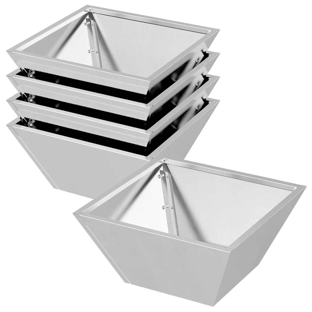 vidaXL Garten-Pflanzgefäß 5 pcs Silber 35 x 35 x 15 cm Edelstahl