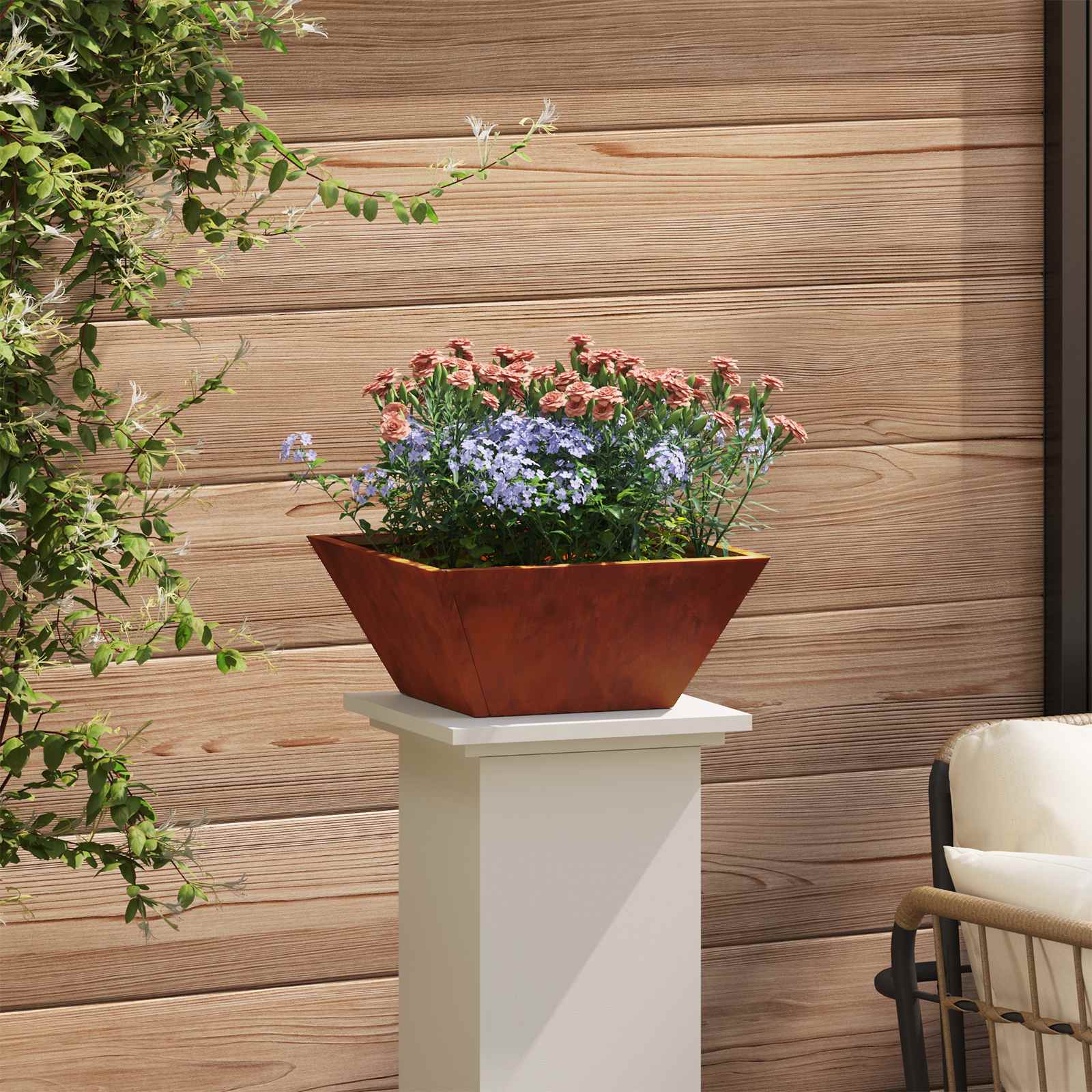 vidaXL Garten-Pflanzgefäß 5 pcs Rostig 35 x 35 x 15 cm Wetterfeststahl