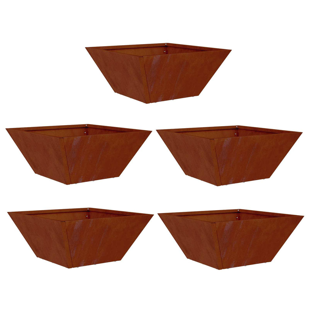 vidaXL Garten-Pflanzgefäß 5 pcs Rostig 35 x 35 x 15 cm Wetterfeststahl