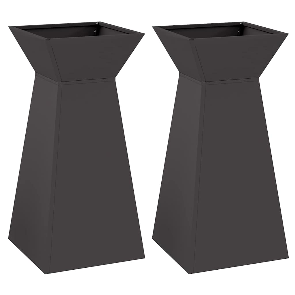 vidaXL Säulen Pflanzer 2 pcs Schwarz 35 x 35 x 73 cm