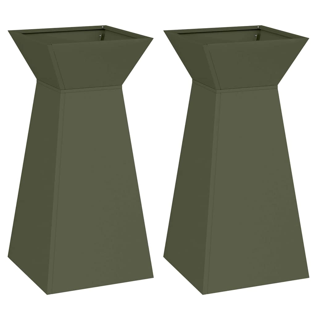 vidaXL Säulen Pflanzer 2 pcs Oliv 35 x 35 x 73 cm