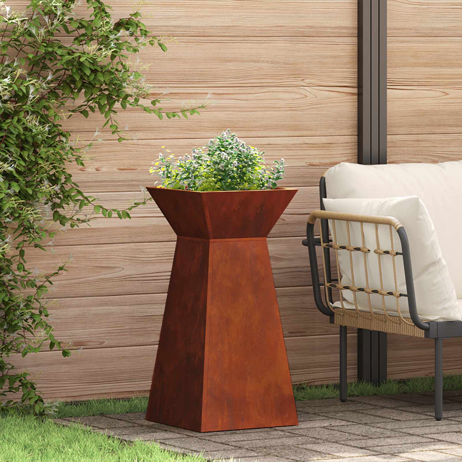 vidaXL Säulen Pflanzer Silber 35 x 35 x 73 cm Wetterfeststahl