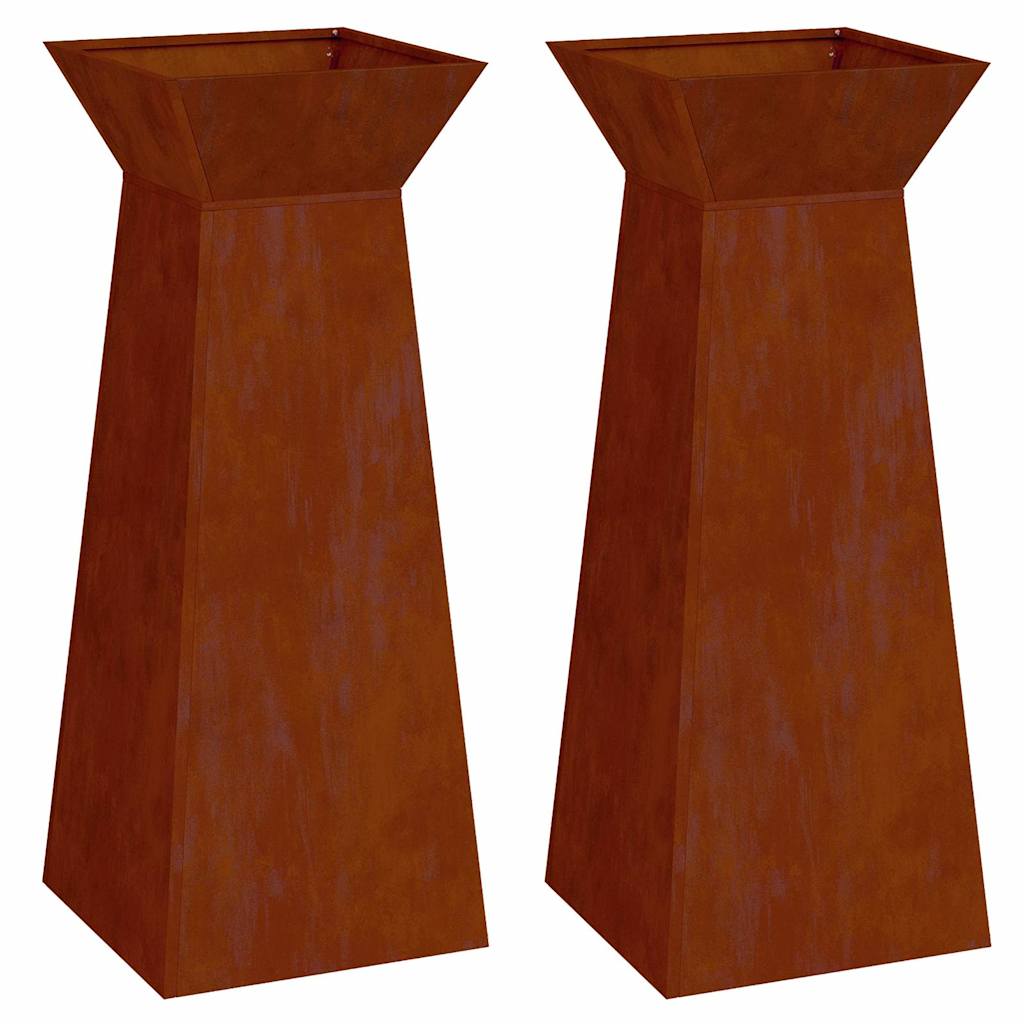 vidaXL Säulen Pflanzer 2 pcs Silber 40 x 40 x 100 cm Wetterfeststahl