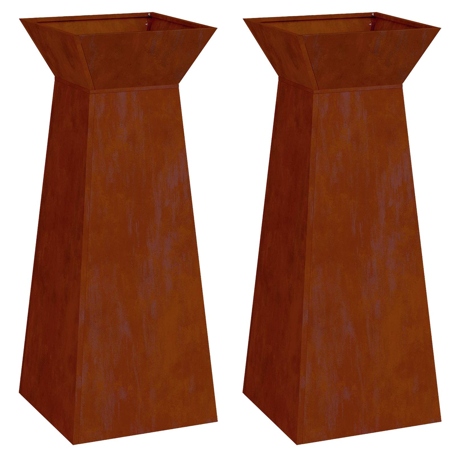 vidaXL Säulen Pflanzer 2 pcs Silber 40 x 40 x 100 cm Wetterfeststahl