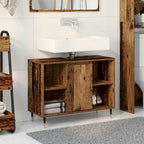 vidaXL Badezimmerschrank mit Tür Altholz 80 x 33 x 60 cm Holzwerkstoff
