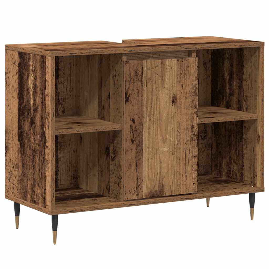 vidaXL Badezimmerschrank mit Tür Altholz 80 x 33 x 60 cm Holzwerkstoff